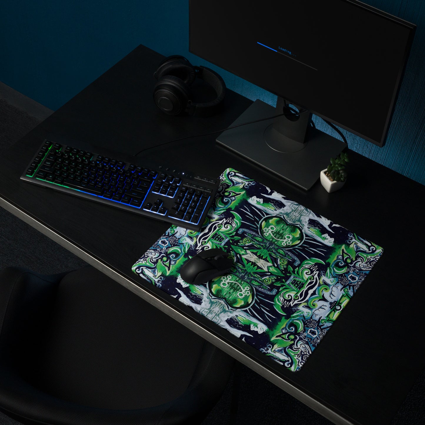 Green Galactic Goblin Gaming mouse pad