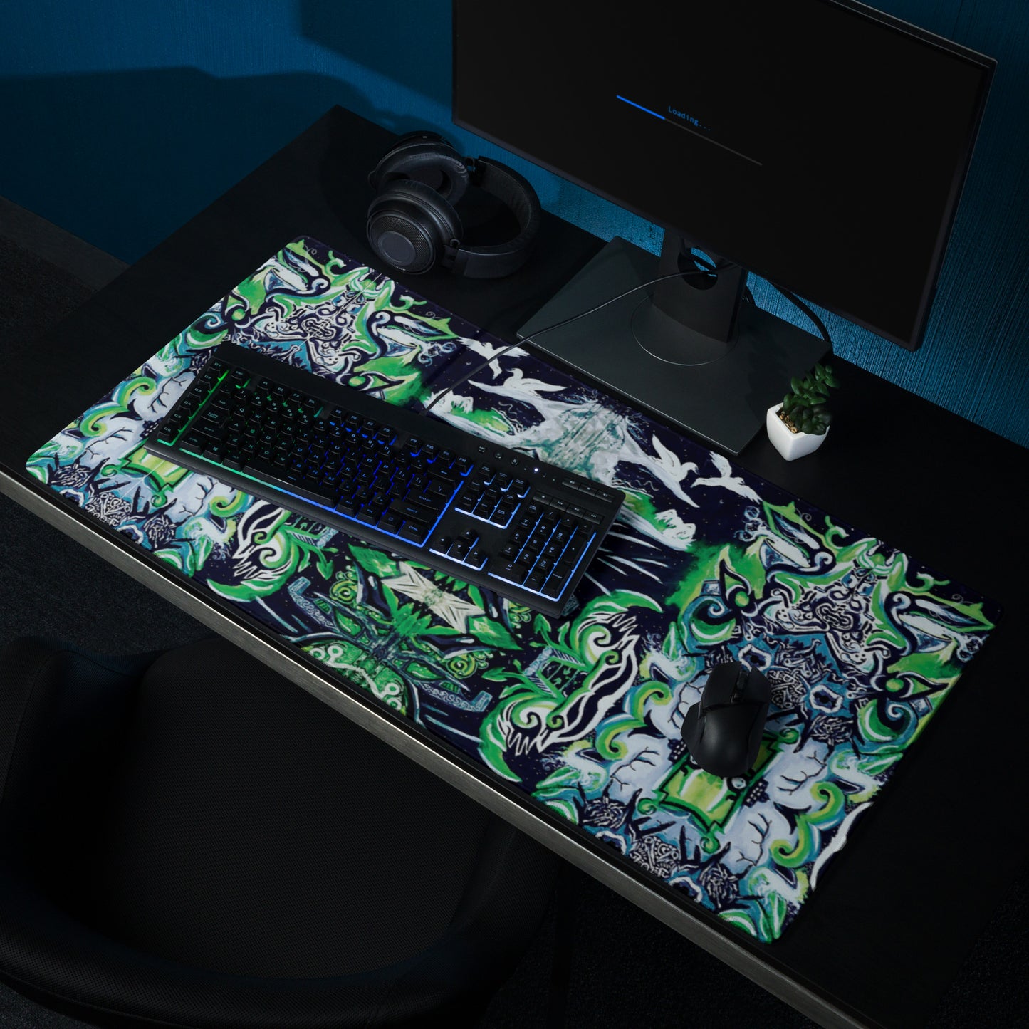 Green Galactic Goblin Gaming mouse pad